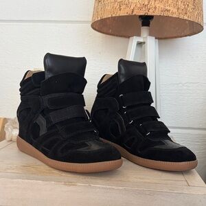 Free People Black and Tan High-Top Sneakers 9